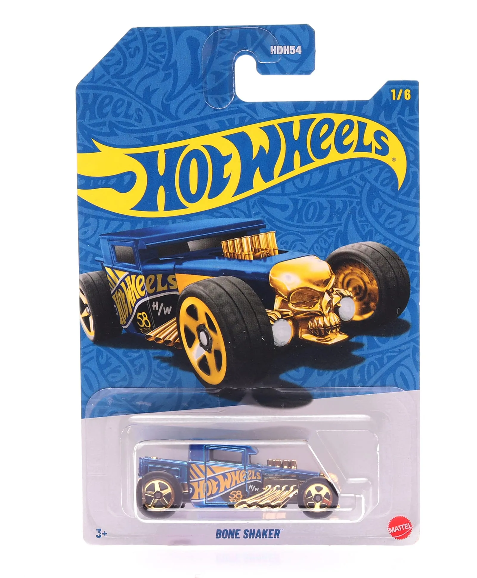 Hot Wheels Bone Shaker Die Cast Free Wheel Toy Car- Blue- 1/6