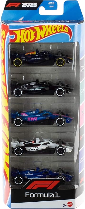 Hot Wheels 1:64 Scale 5-Pack Formula 1 Die-Cast Toy Cars