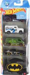 Hot Wheels Die Cast Free Wheel Batman Themed Toy Cars Set of 5 - Multicolor