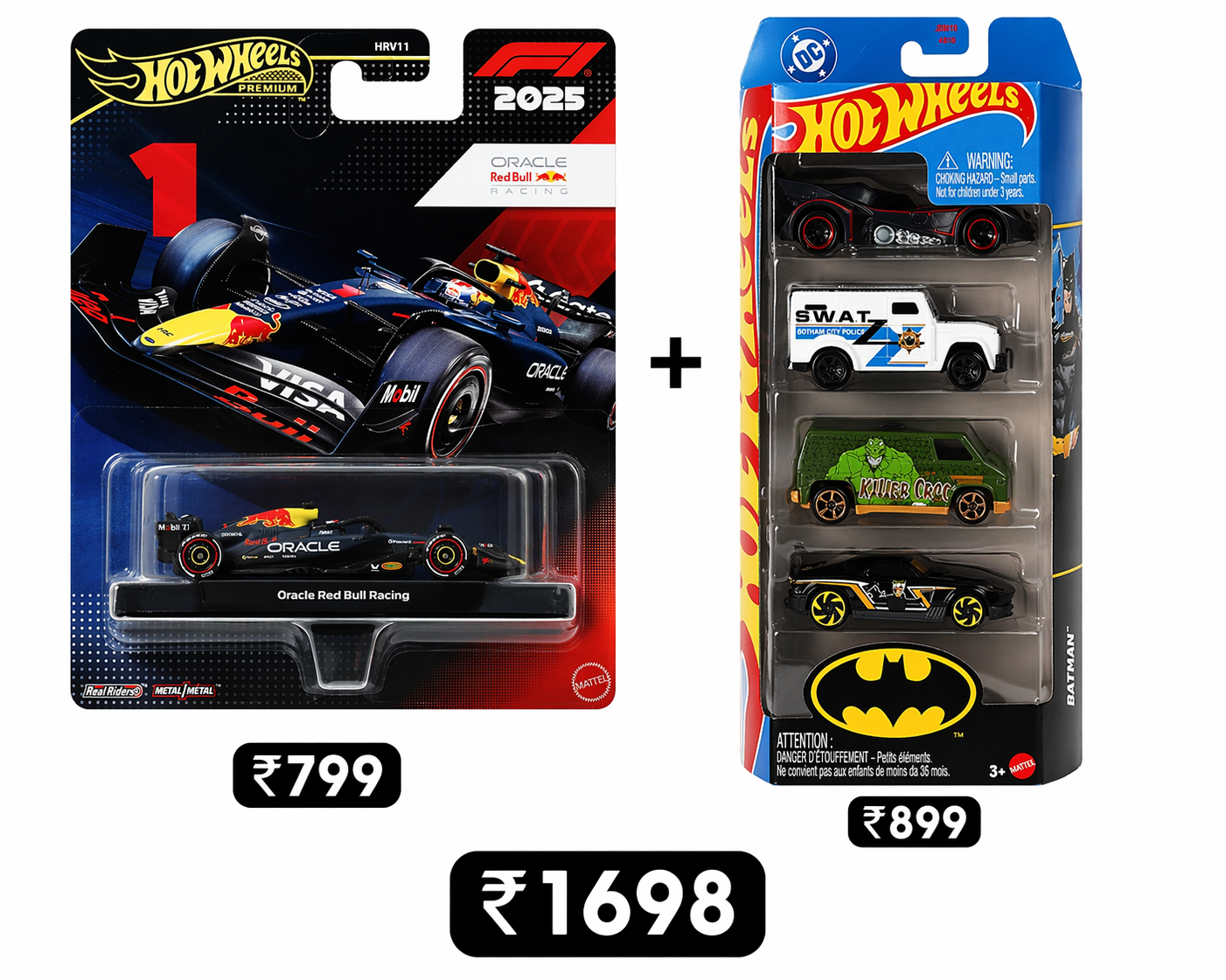 Hot Wheels Premium Formula 1 2025 1:64 Oracle Red Bull Racing + Batman 2025 5 Pack