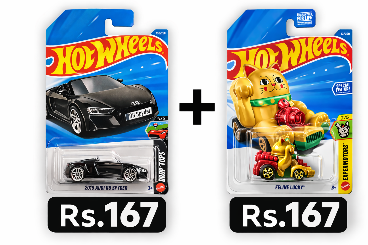 Hot Wheels 2019 Audi R8 Spyder + Car HW FELINE LUCKY (Combo)
