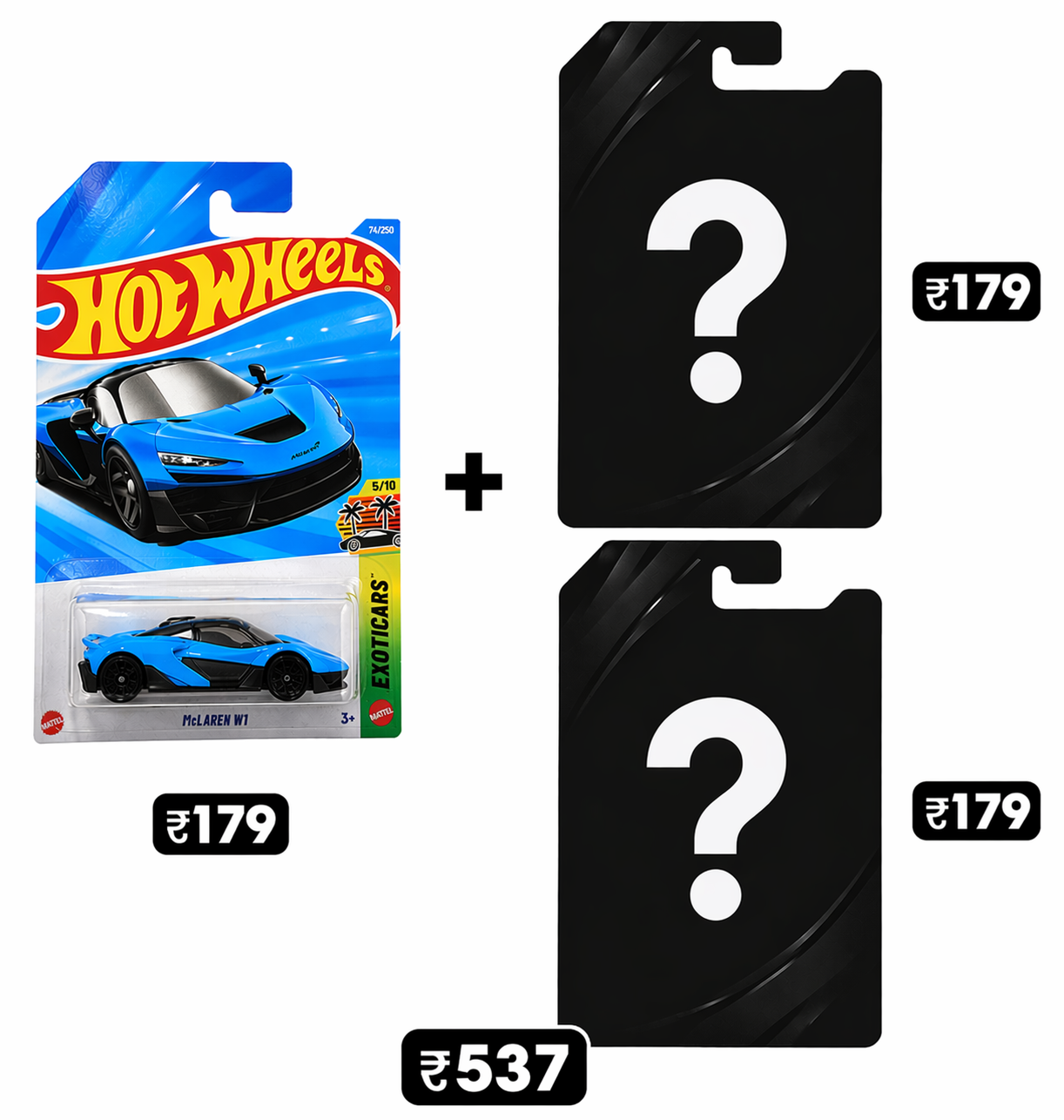 Hot Wheels McLaren W1 #74 (Blue) + 2 Random Fantasy's