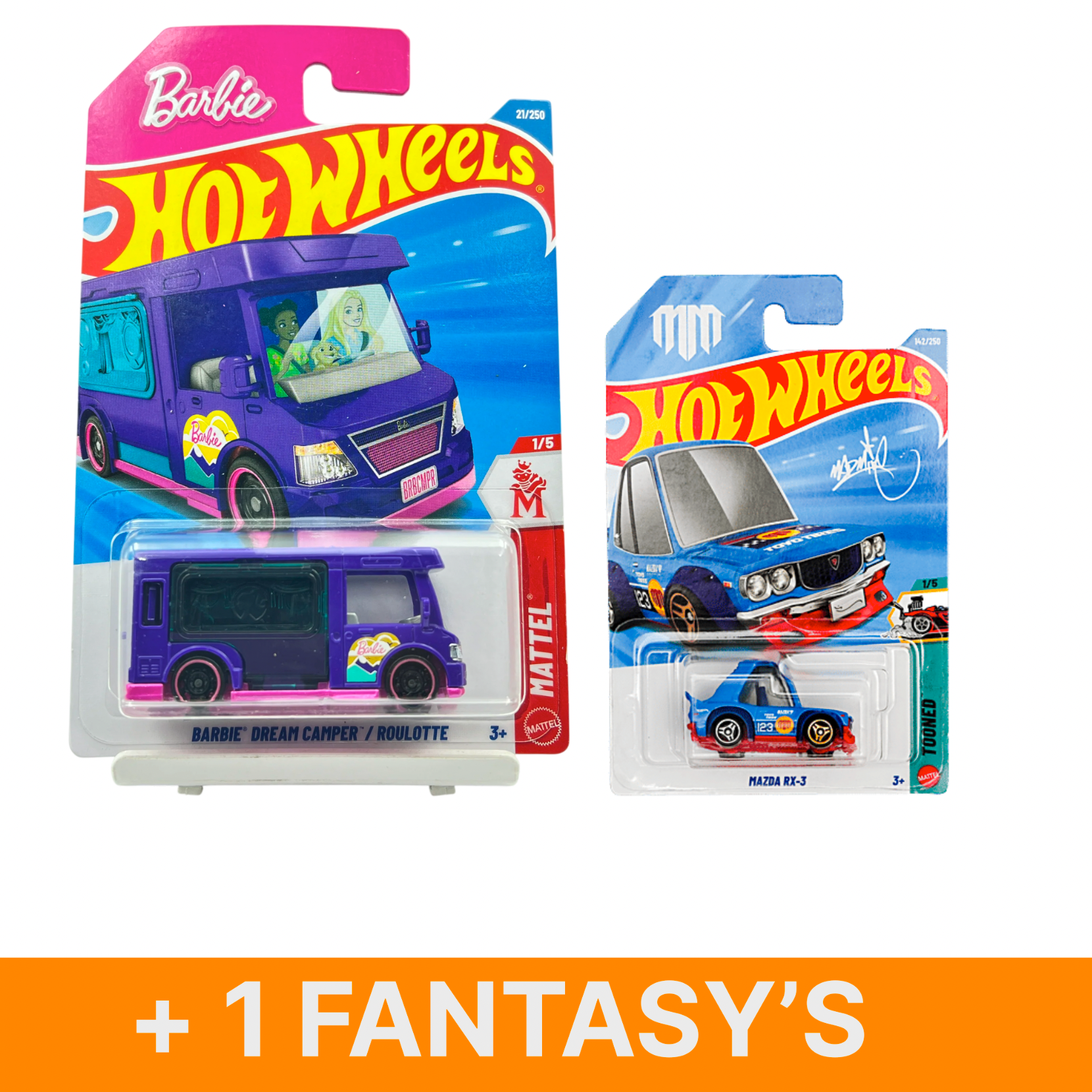 Hot Wheels Barbie Camper + 2 Cars (F Case)