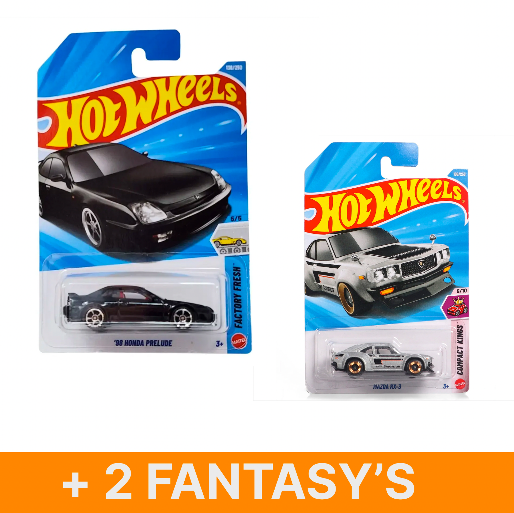 Hot Wheels 98 honda prelude black + 3 Cars (F Case)
