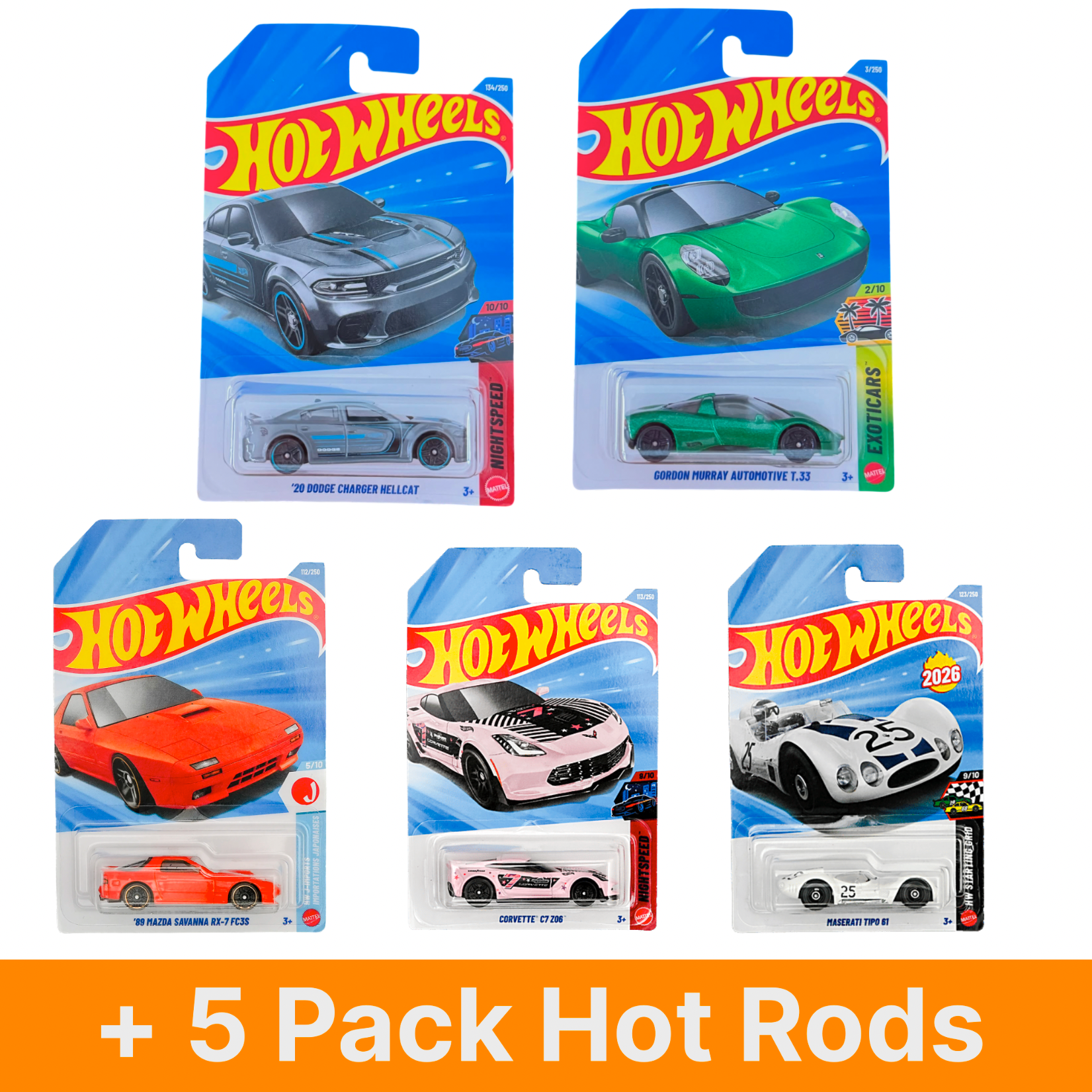 Hot Wheels 5 Car + 5 Pack (F Case)