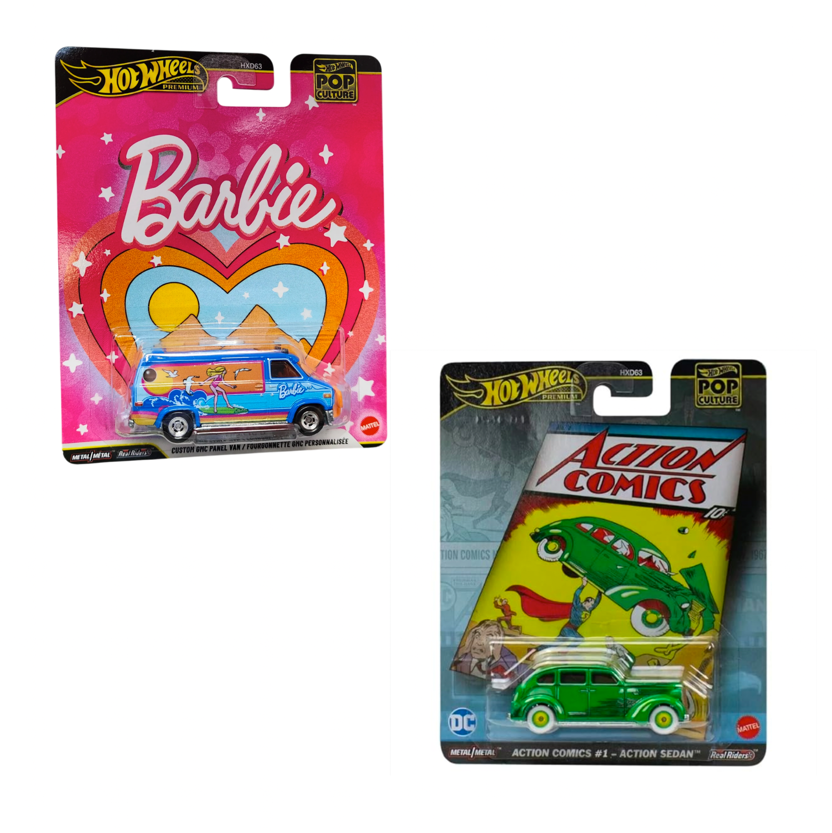 Hot Wheels Premium Barbie Pop culture + Action Comics Premium