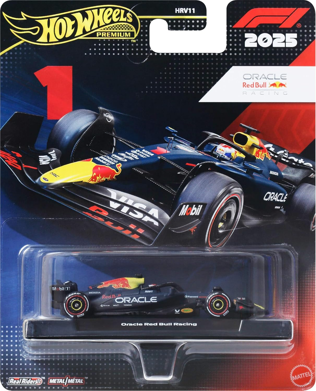 (CREASED CARD) Hot Wheels 1:64 Scale Premium Race Team Oracle RED Bull - Driver 1